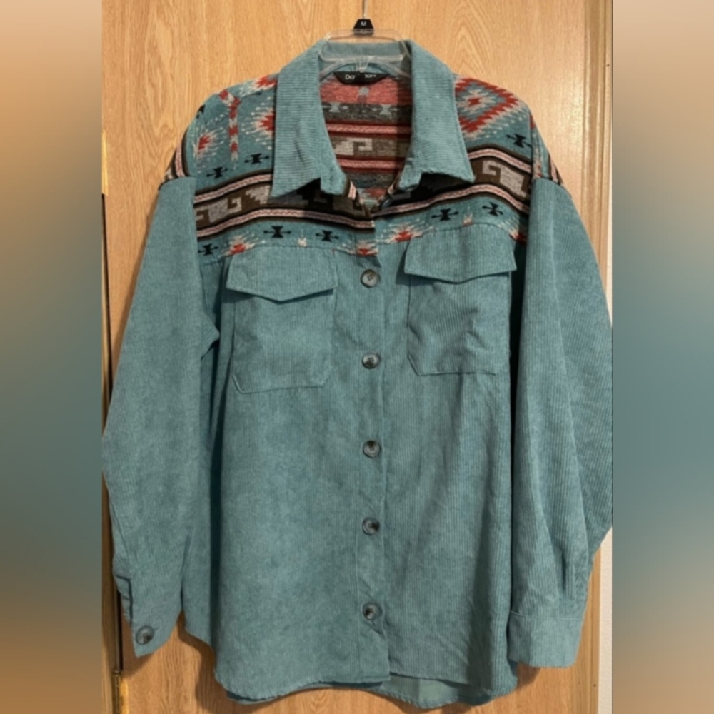 David & Dani Long sleeve turquoise top